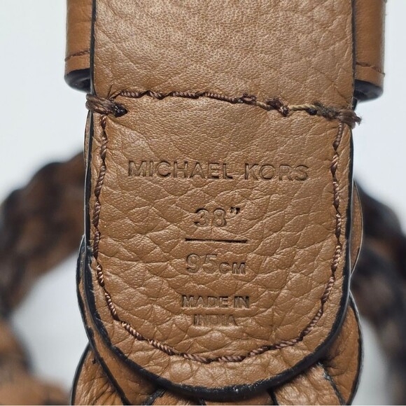 Michael Kors Braided Belt Light Brown Leather Size 38" Unisex - Picture 4 of 6